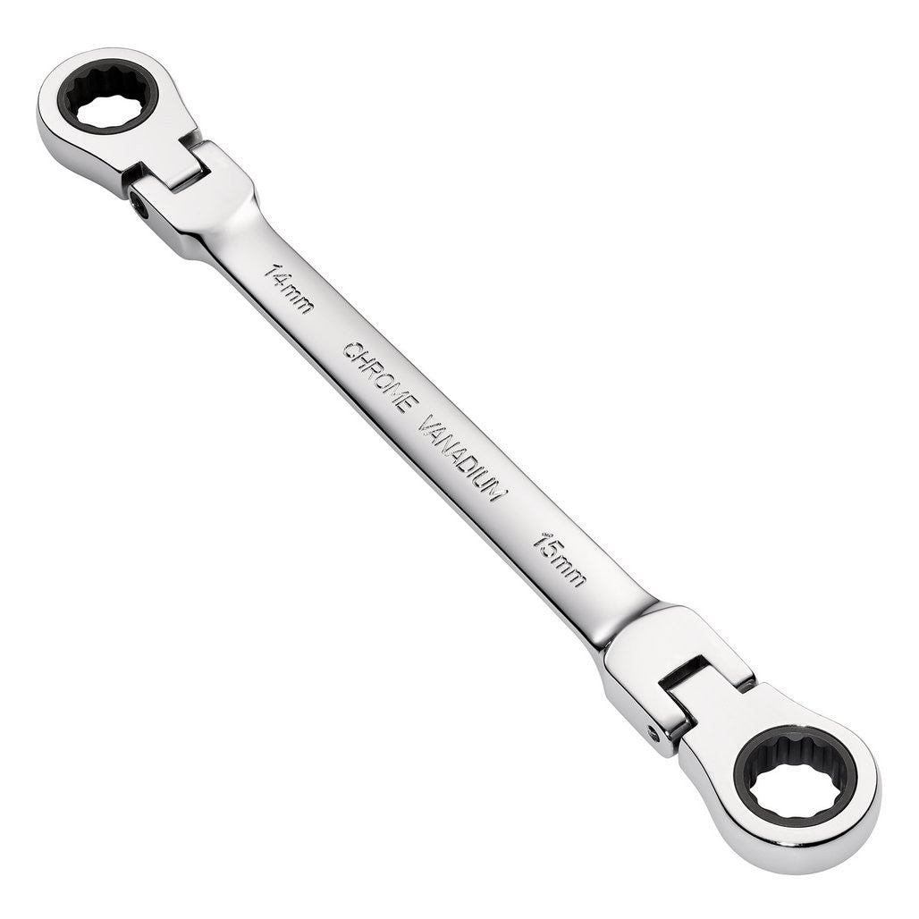 Draper HI-TORQ® Metric Flexible Head Double Ring Ratchet Spanner, 14 x 15mm  27747
