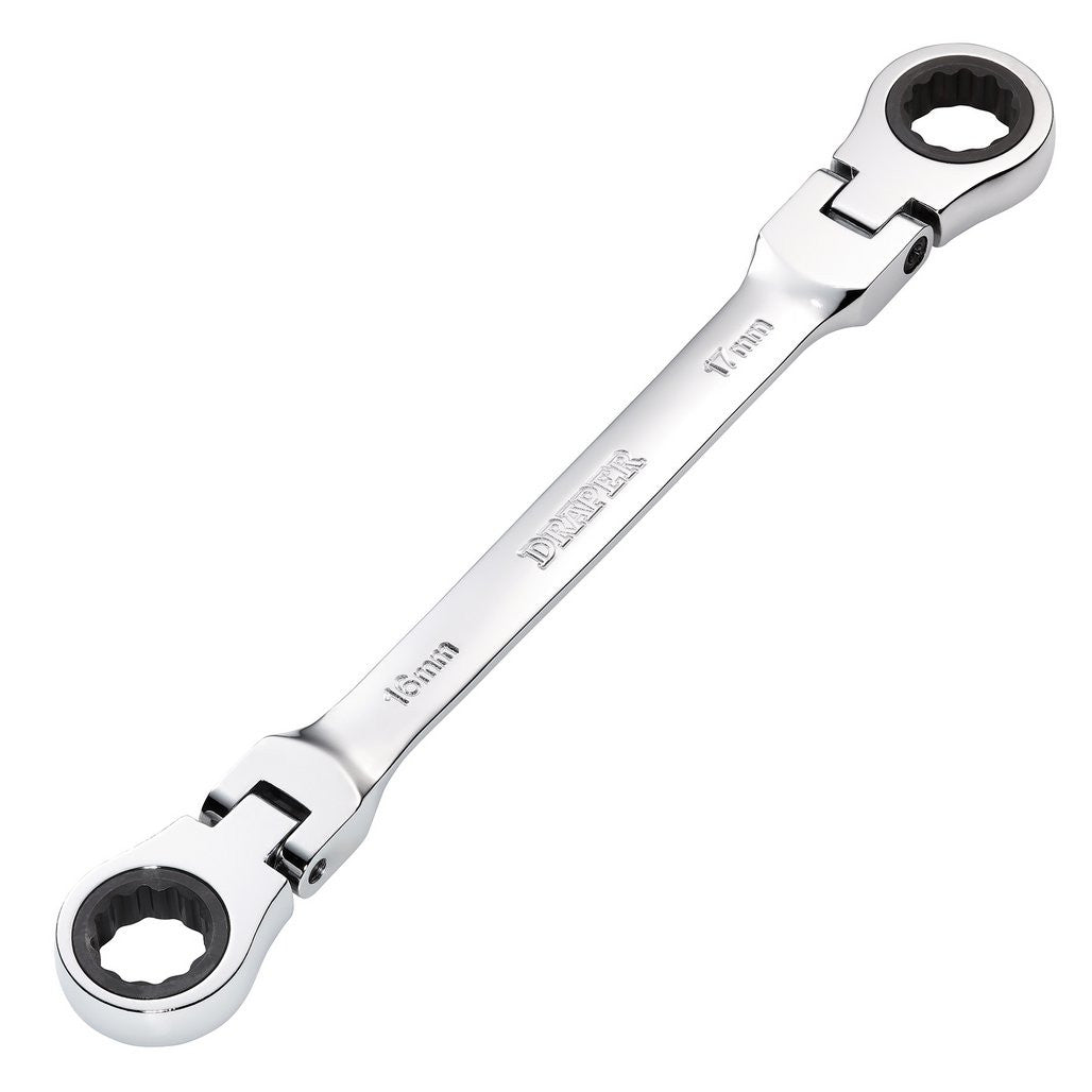 Draper HI-TORQ® Metric Flexible Head Double Ring Ratchet Spanner, 16 x 17mm  27756