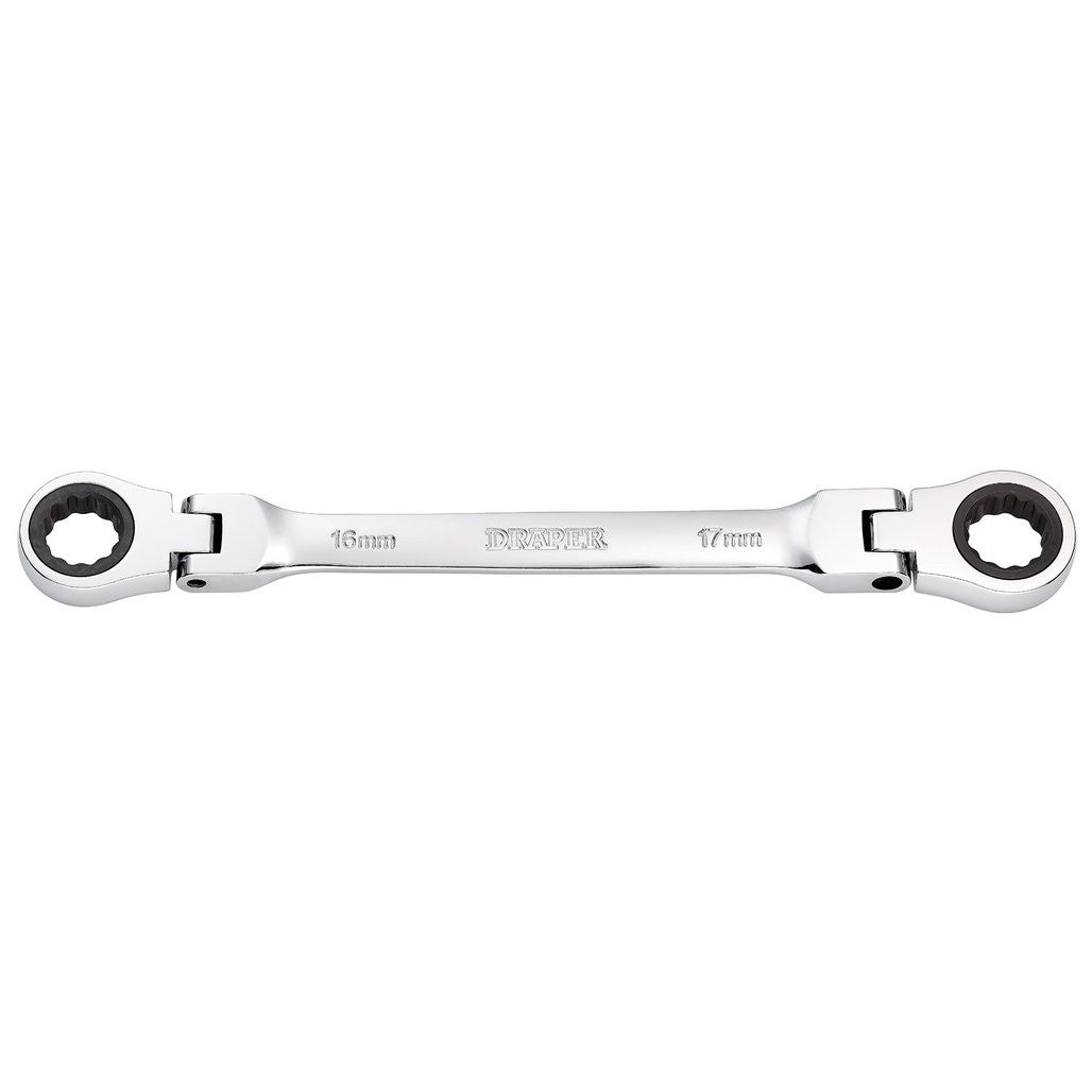 Draper HI-TORQ® Metric Flexible Head Double Ring Ratchet Spanner, 16 x 17mm  27756