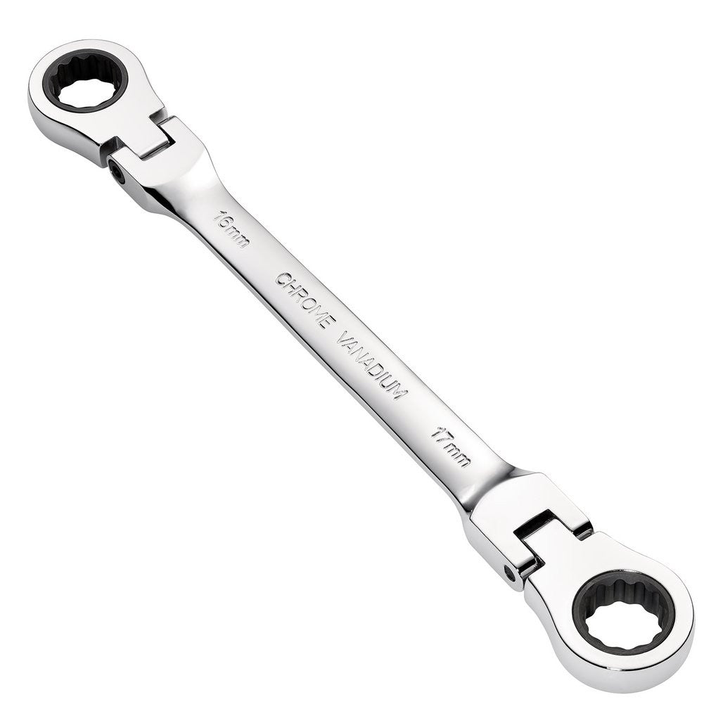 Draper HI-TORQ® Metric Flexible Head Double Ring Ratchet Spanner, 16 x 17mm  27756