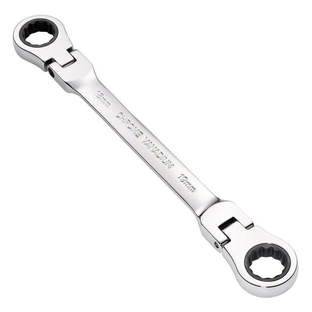Draper HI-TORQ® Metric Flexible Head Double Ring Ratchet Spanner, 18 x 19mm  27759