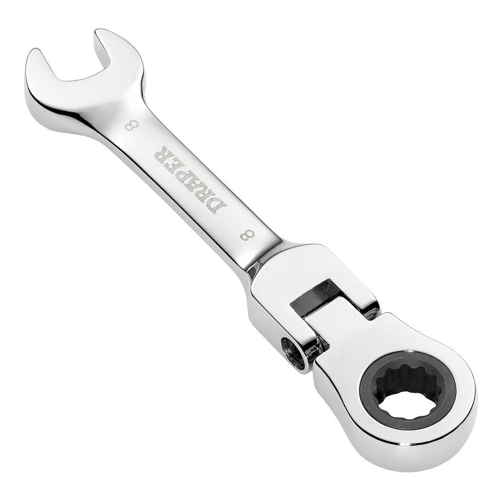 Draper HI-TORQ® Metric Stubby Flexible Head Ratchet Combination Spanner, 8mm  27949
