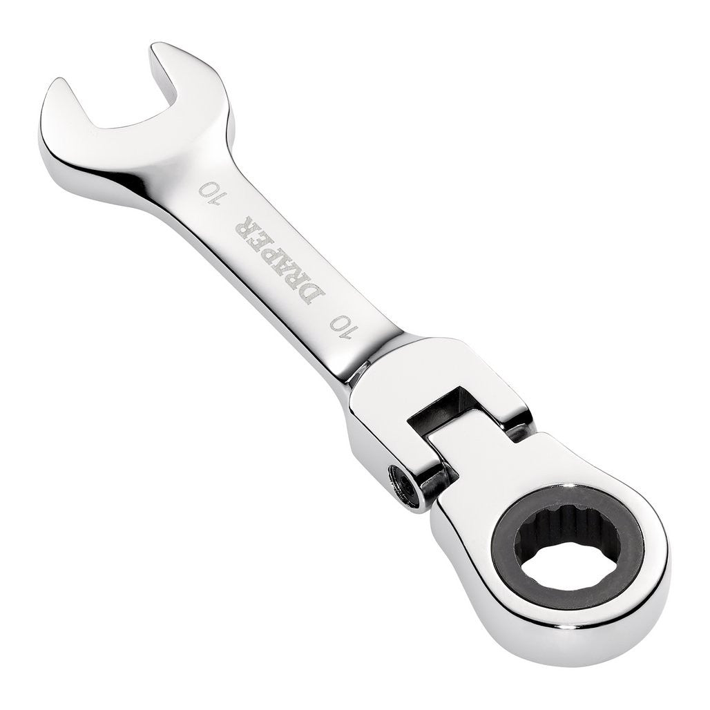 Draper HI-TORQ® Metric Stubby Flexible Head Ratchet Combination Spanner, 10mm  27965
