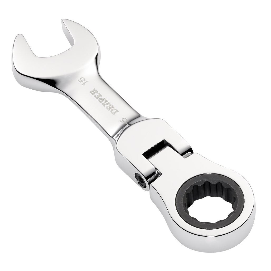 Draper HI-TORQ® Metric Stubby Flexible Head Ratchet Combination Spanner, 15mm  27973