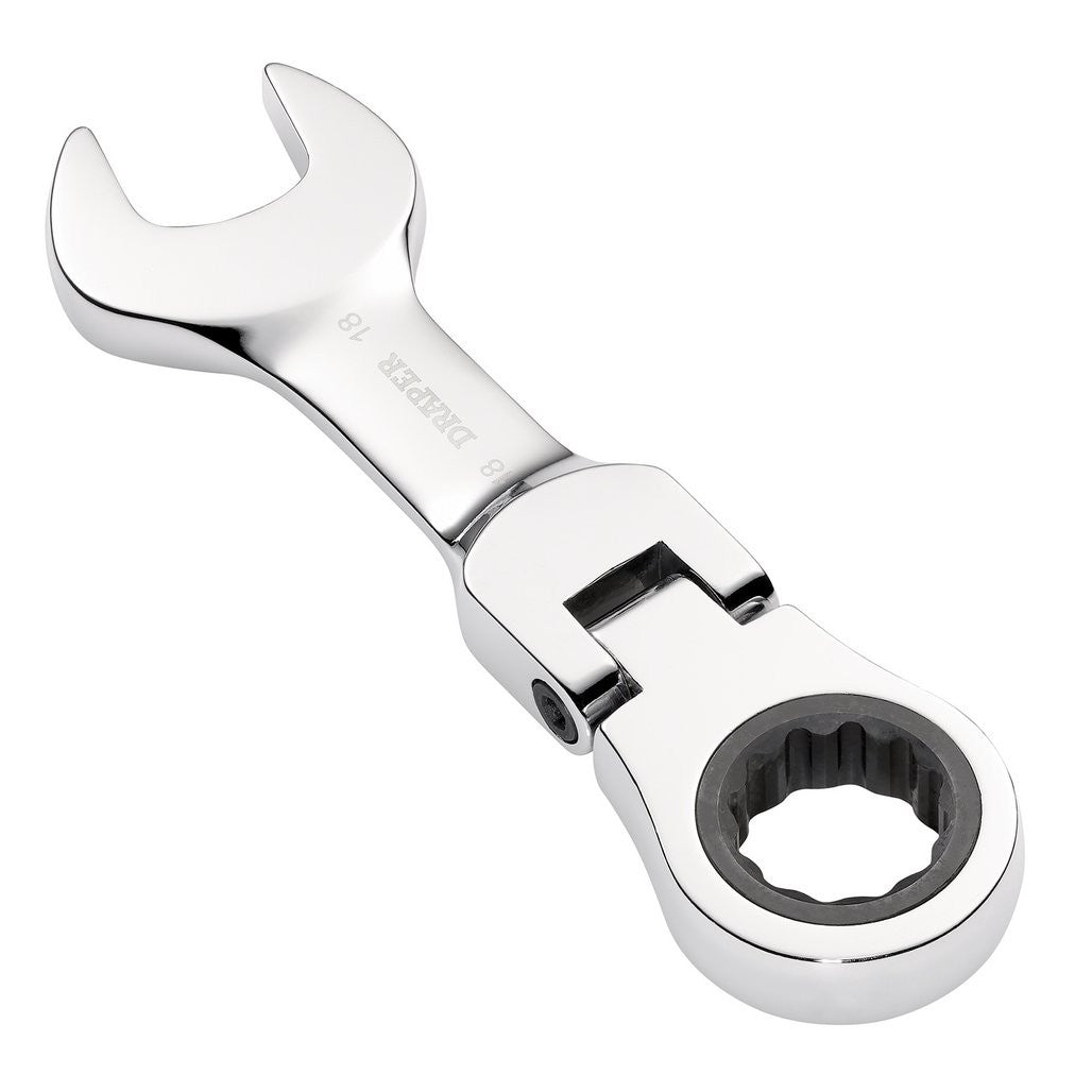 Draper HI-TORQ® Metric Stubby Flexible Head Ratchet Combination Spanner, 18mm  27979