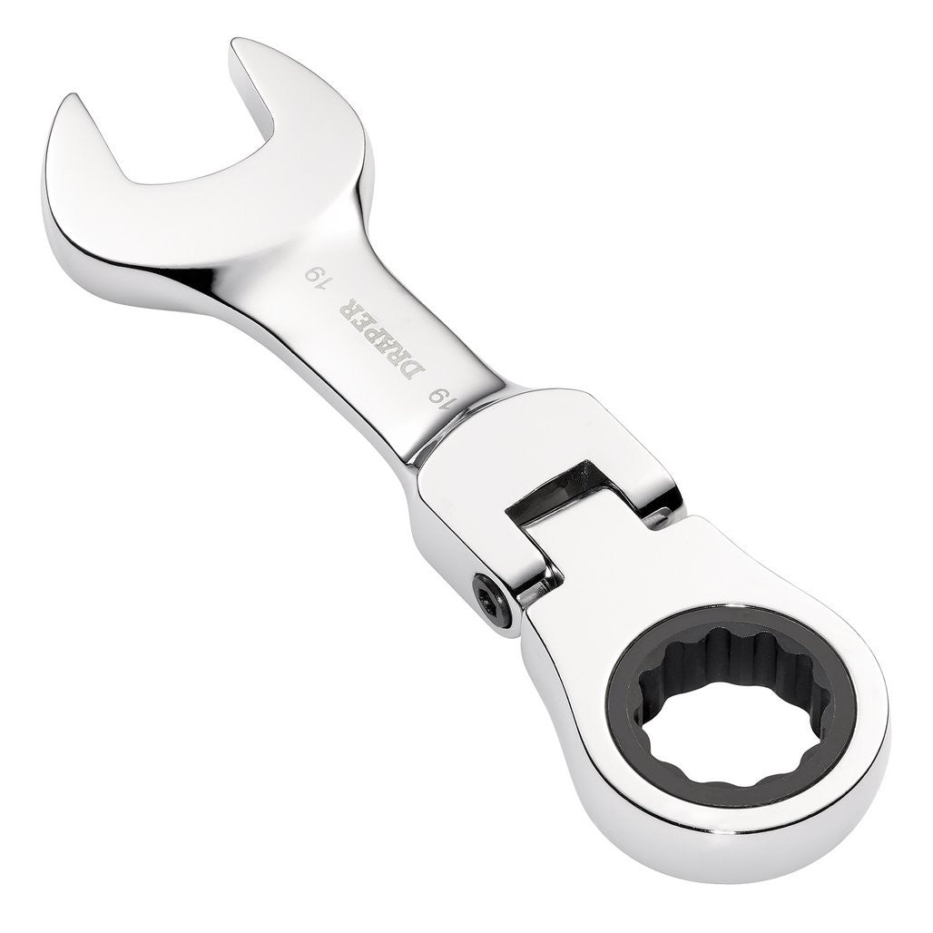 Draper HI-TORQ® Metric Stubby Flexible Head Ratchet Combination Spanner, 19mm  27981