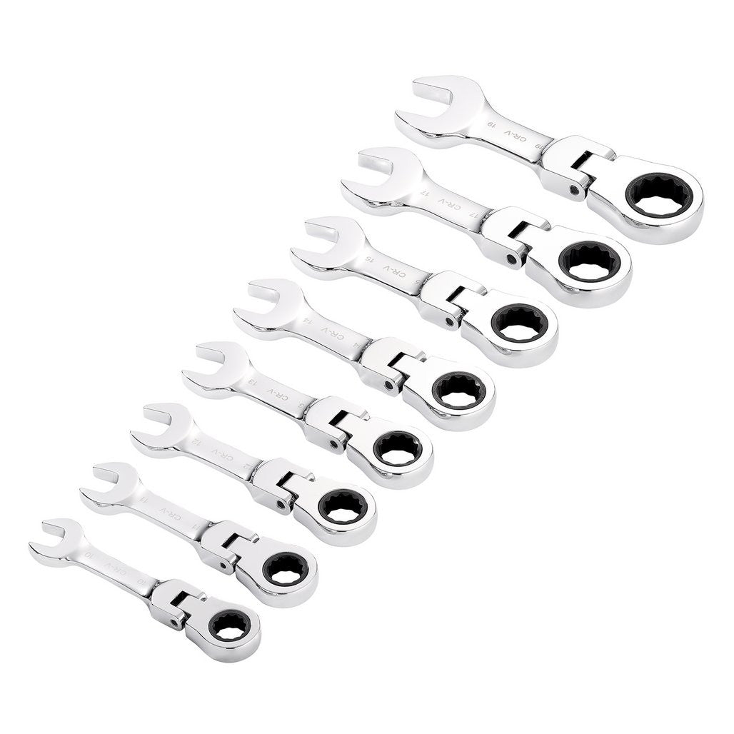 Draper HI-TORQ® Metric Stubby Flexible Head Ratchet Combination Spanner Set (8 Piece)  27982