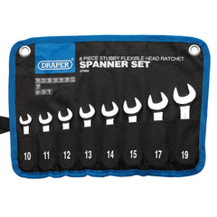 Draper HI-TORQ® Metric Stubby Flexible Head Ratchet Combination Spanner Set (8 Piece)  27982