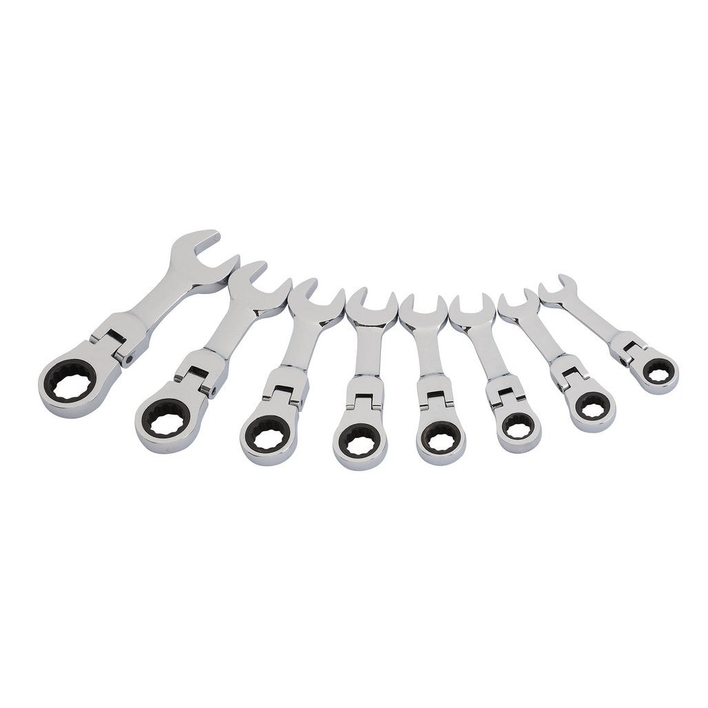Draper HI-TORQ® Metric Stubby Flexible Head Ratchet Combination Spanner Set (8 Piece)  27982