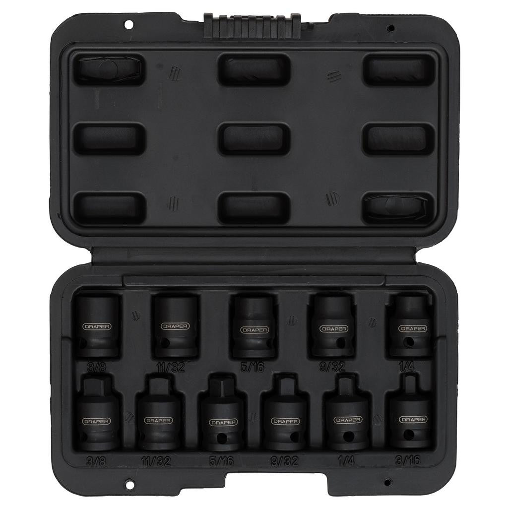 Draper Impact Pipe Plug Socket Set, 3/8" Sq. Dr. (11 Piece)  28193