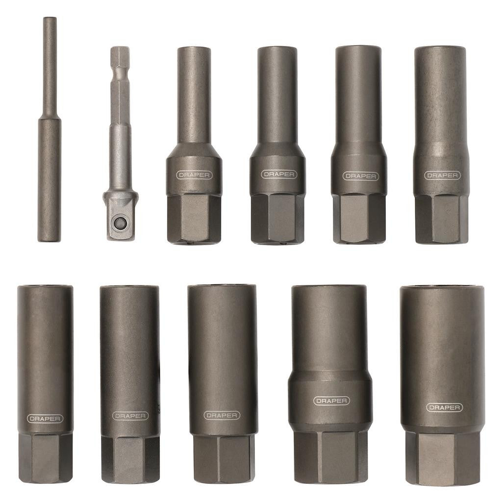 Draper Spiral Type Deep Bolt Extractor Set, 3/8" Sq. Dr. (11 Piece)  28197