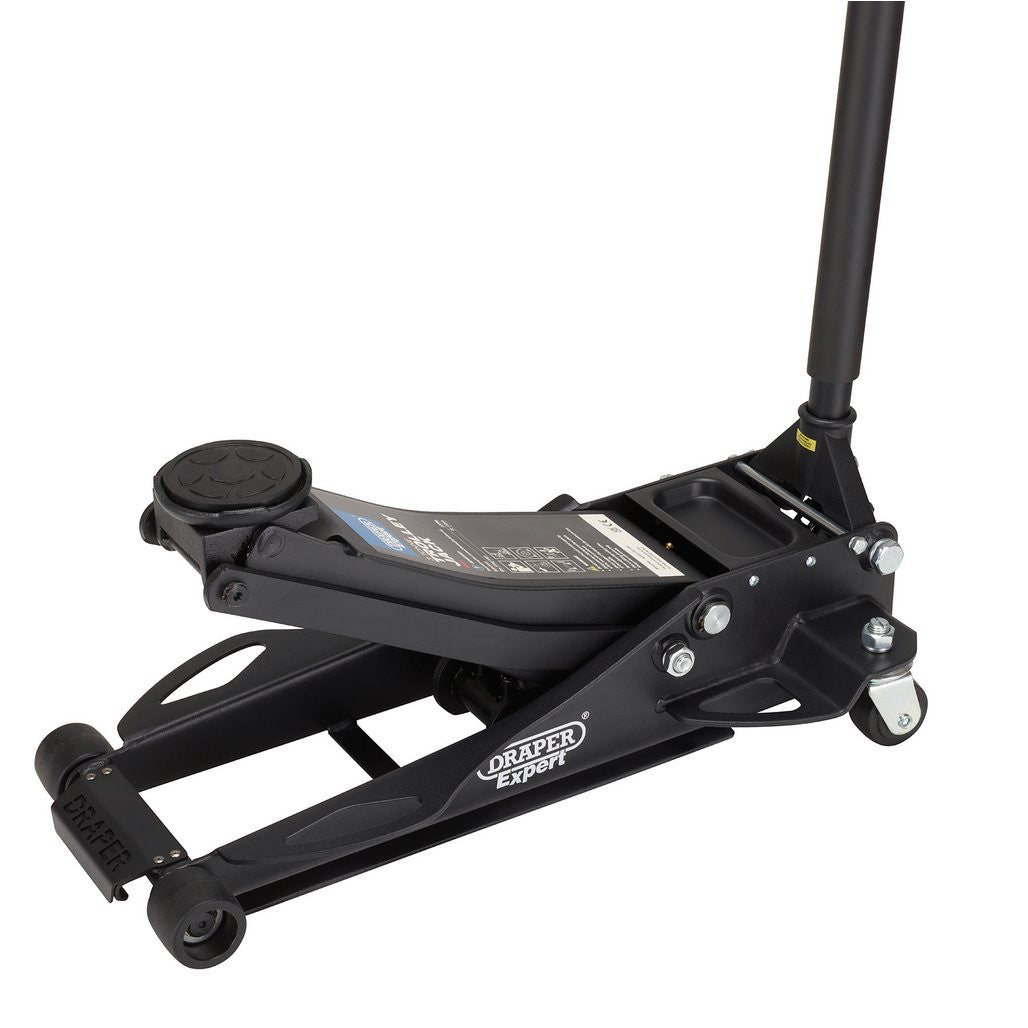 Draper Expert Professional Low Profile Fast Lift Garage Trolley Jack, 3 Tonne, Black 28464