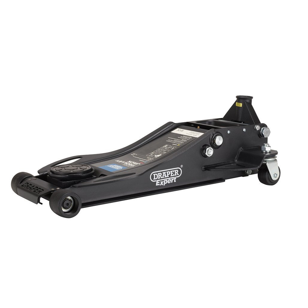 Draper Expert Professional Low Profile Fast Lift Garage Trolley Jack, 3 Tonne, Black 28464
