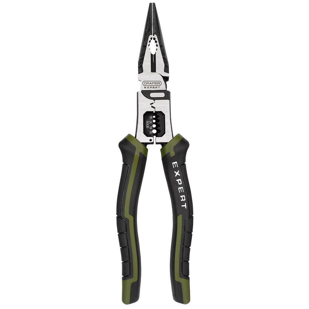 Draper Expert Long Nose Pliers with Wire Stripper, 200mm   28527