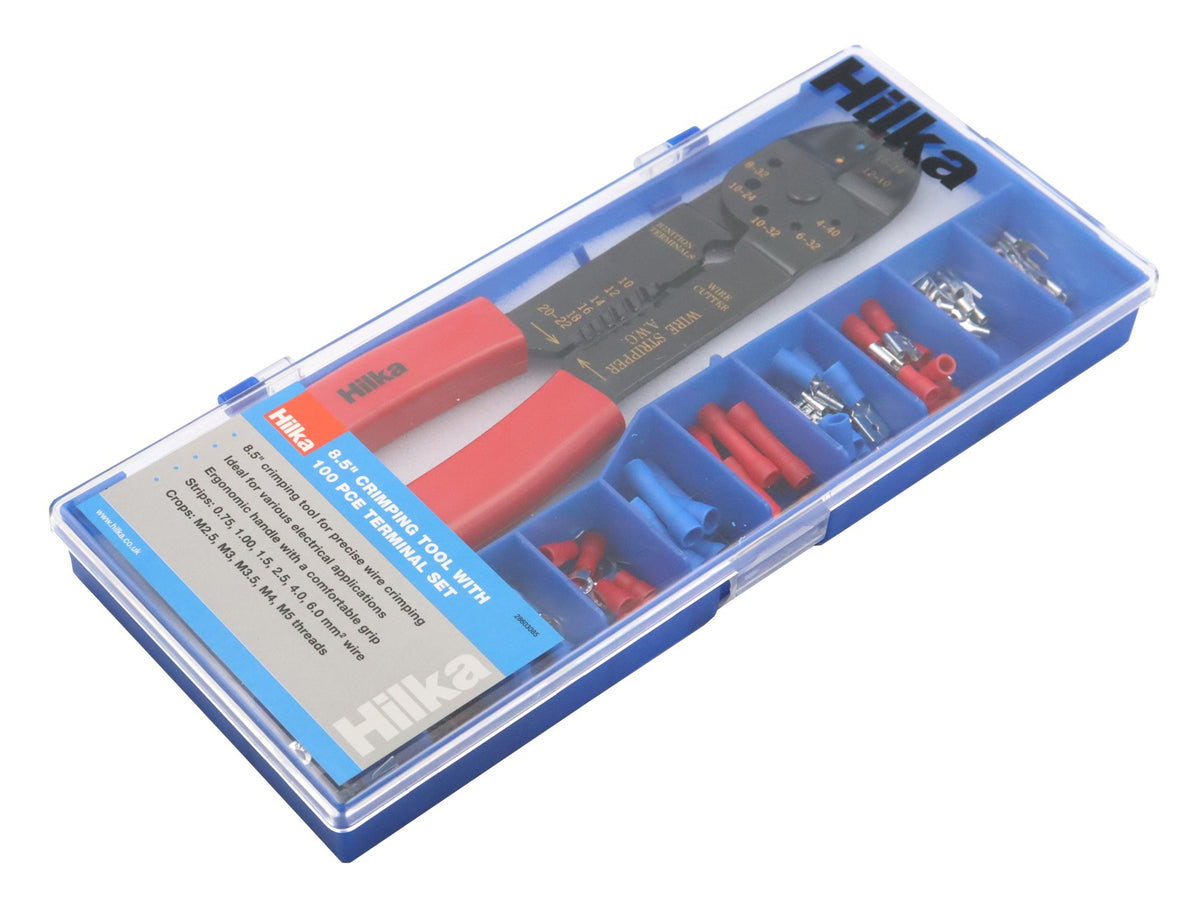 Hilka 8.5" Crimping Tool with 100 pce Terminal Set 28603085