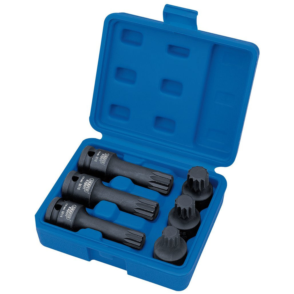 Draper Expert Impact Spline Bit Set, 1/2" Sq. Dr. (6 Piece)  28881