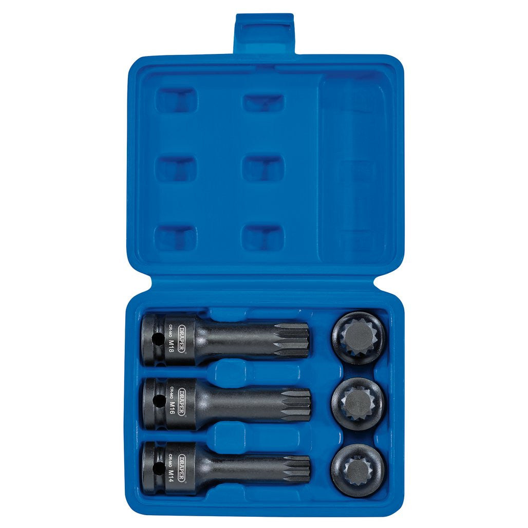 Draper Expert Impact Spline Bit Set, 1/2" Sq. Dr. (6 Piece)  28881
