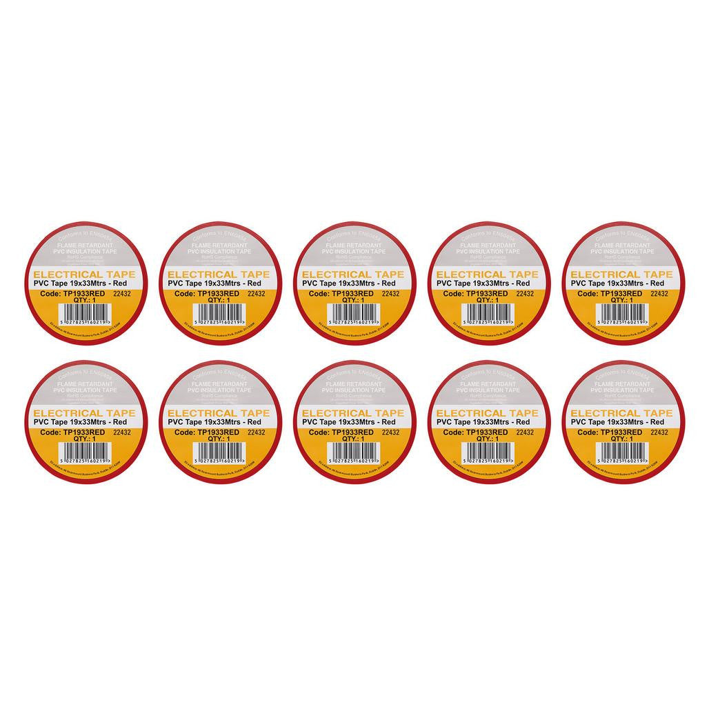 Draper White PVC Electrical Insulation Tape, 19mm x 33m (Pack of 10)  29503