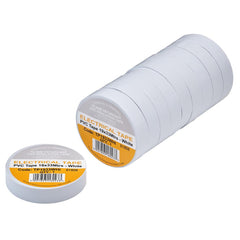 Draper White PVC Electrical Insulation Tape, 19mm x 33m (Pack of 10)  29503