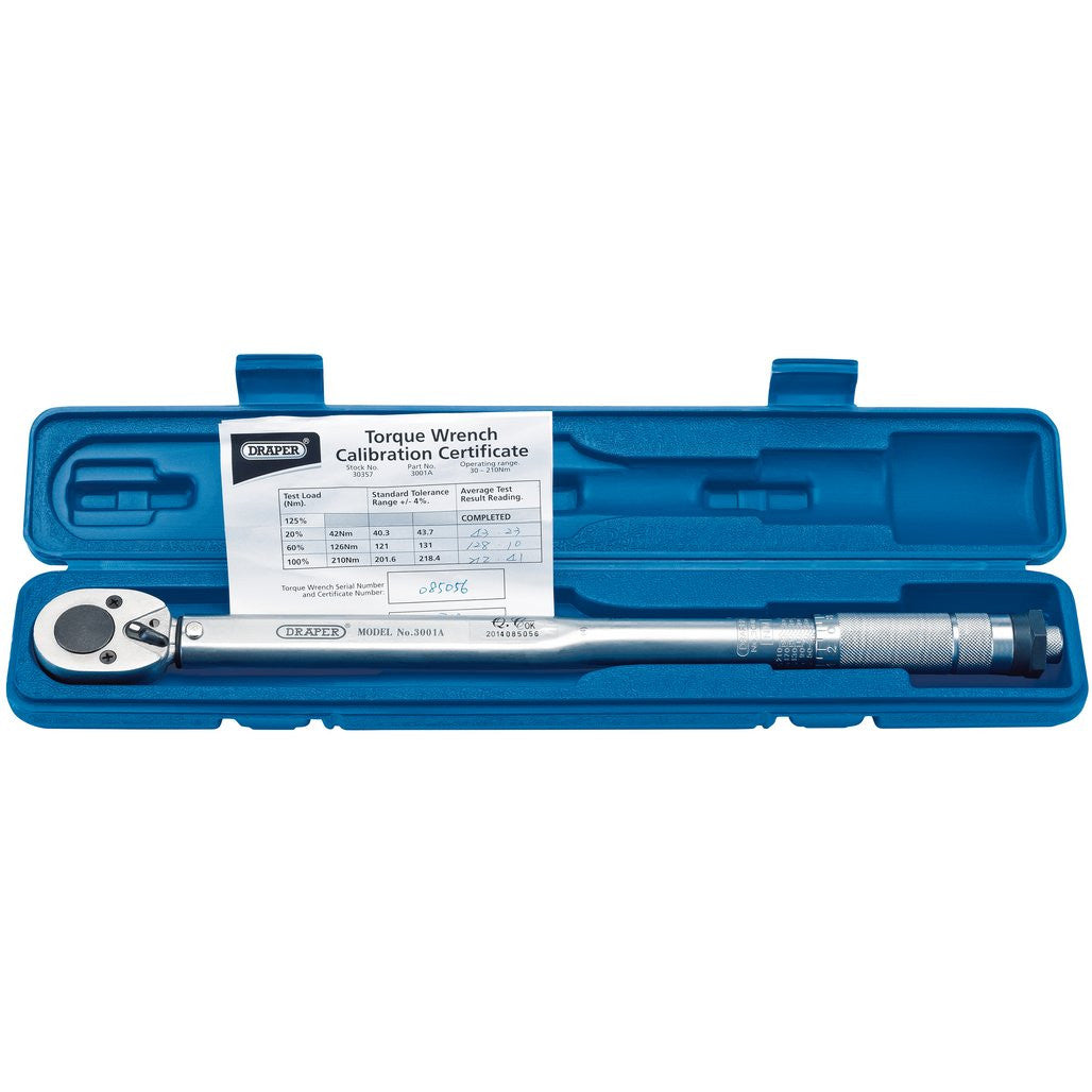 Draper Ratchet Torque Wrench, 1/2" Sq. Dr., 30 - 210Nm/22.1 - 154.9lb-ft  30357
