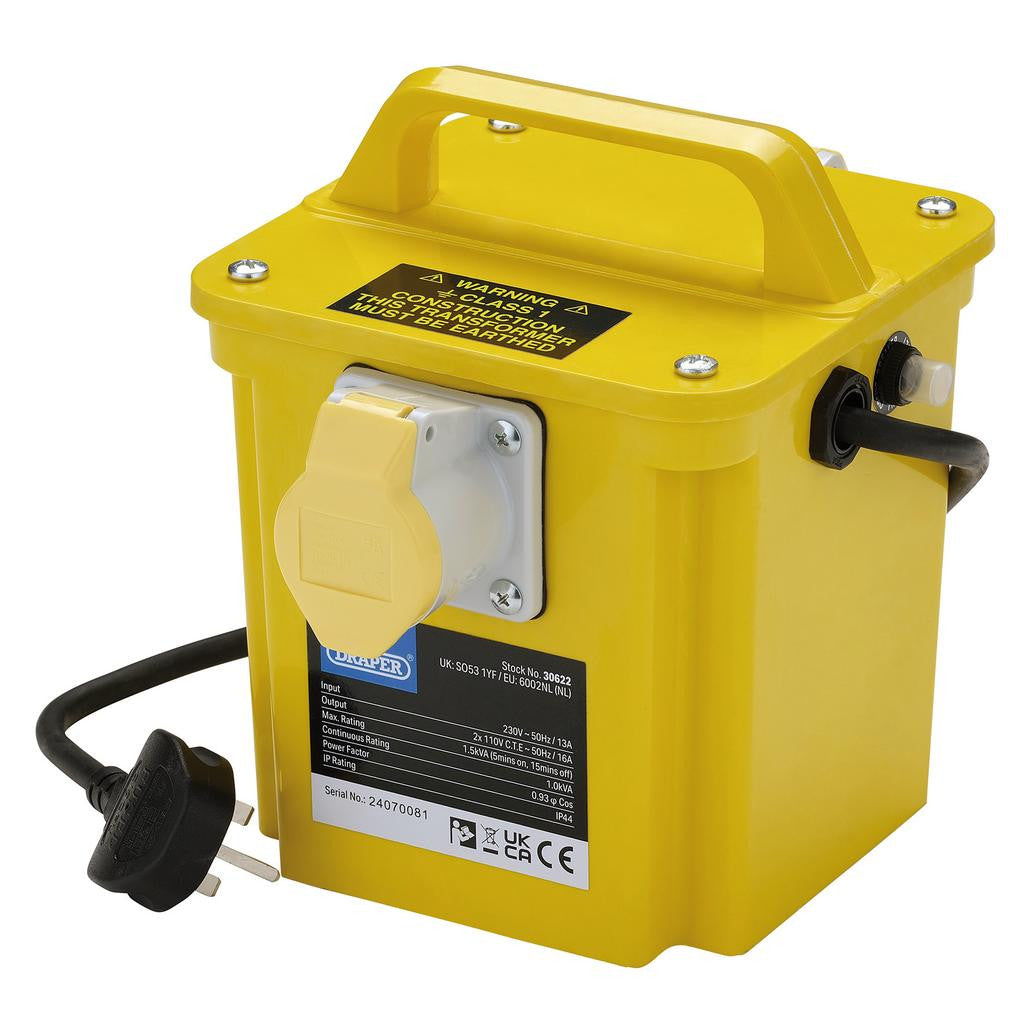 Draper 110V Portable Transformer, 1.5kVA  30622