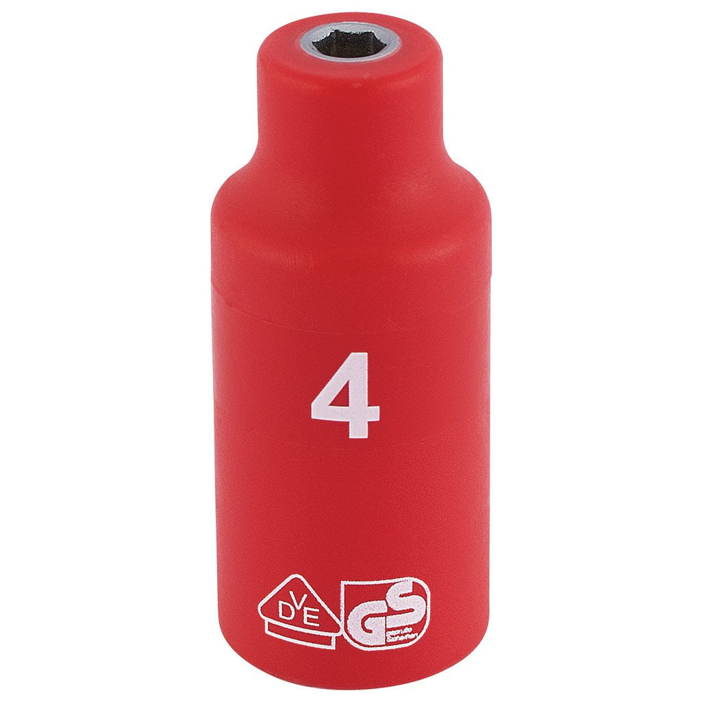 Draper Expert Fully Insulated VDE Socket, 1/4" Sq. Dr., 4mm  31143