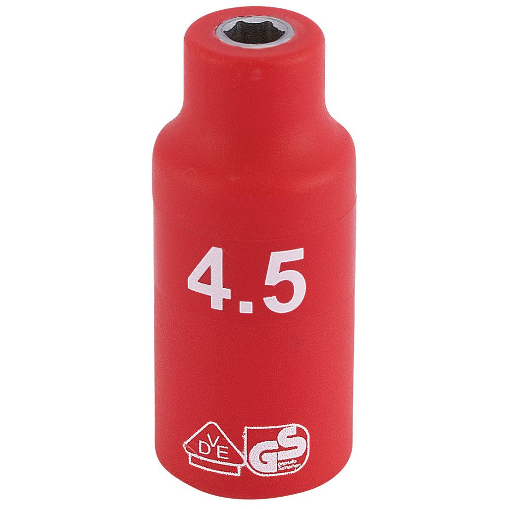 Draper Expert Fully Insulated VDE Socket, 1/4" Sq. Dr., 4.5mm  31156