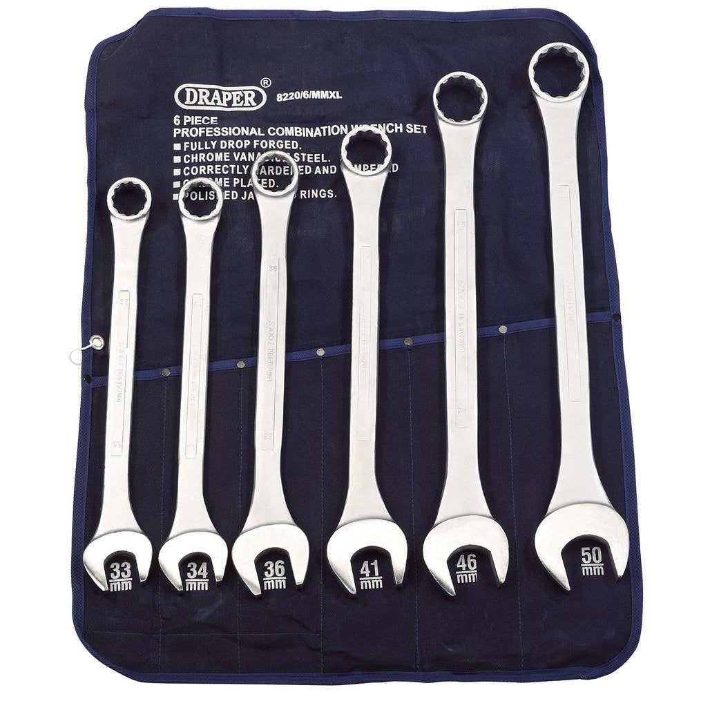 Draper Heavy Duty Long Pattern Metric Combination Spanner Set (6 Piece)  31167