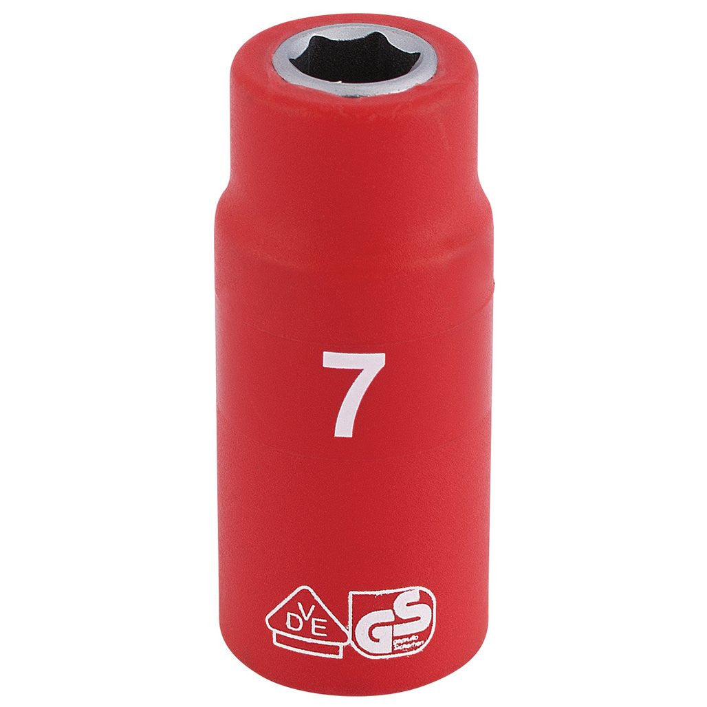 Draper Expert Fully Insulated VDE Socket, 1/4" Sq. Dr., 7mm  31325