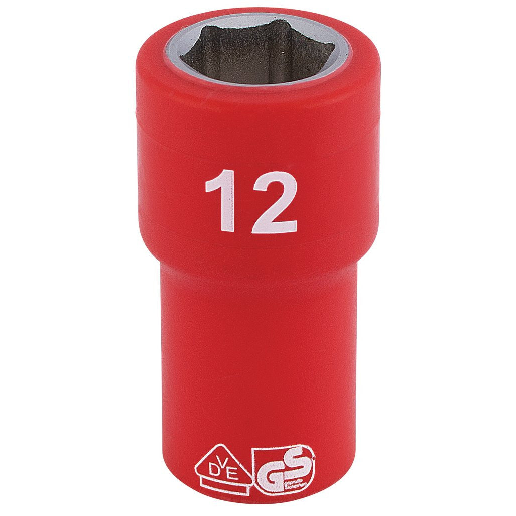 Draper Expert Fully Insulated VDE Socket, 1/4" Sq. Dr., 12mm  31490