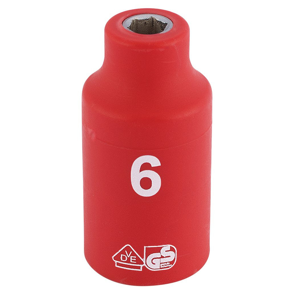 Draper Expert Fully Insulated VDE Socket, 3/8" Sq. Dr., 6mm  31494