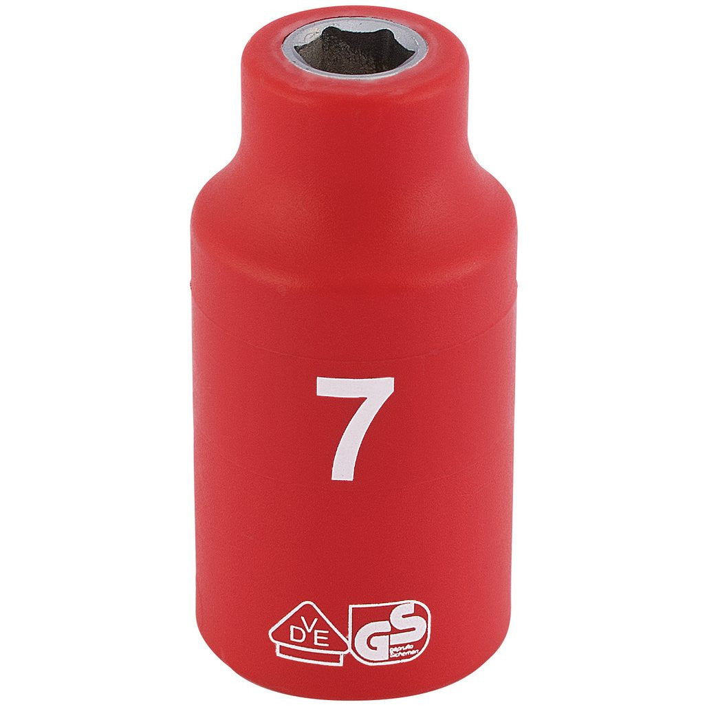 Draper Expert Fully Insulated VDE Socket, 3/8" Sq. Dr., 7mm  31500