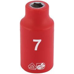 Draper Expert Fully Insulated VDE Socket, 3/8" Sq. Dr., 7mm  31500