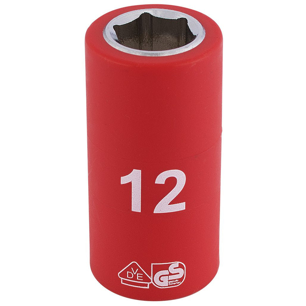 Draper Expert Fully Insulated VDE Socket, 3/8" Sq. Dr., 12mm  31615
