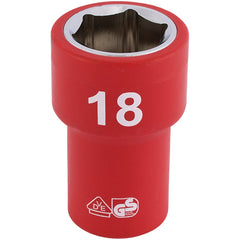 Draper Expert Fully Insulated VDE Socket, 3/8" Sq. Dr., 18mm  31724