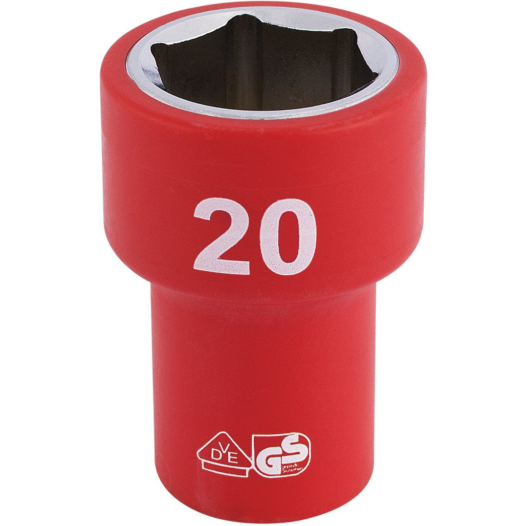 Draper Expert Fully Insulated VDE Socket, 3/8" Sq. Dr., 20mm  31748