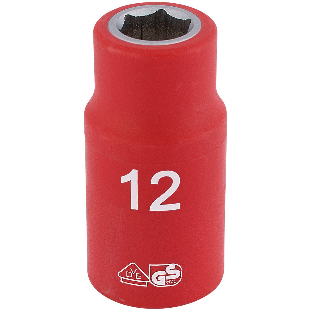 Draper Expert Fully Insulated VDE Socket, 1/2" Sq. Dr., 12mm  31785