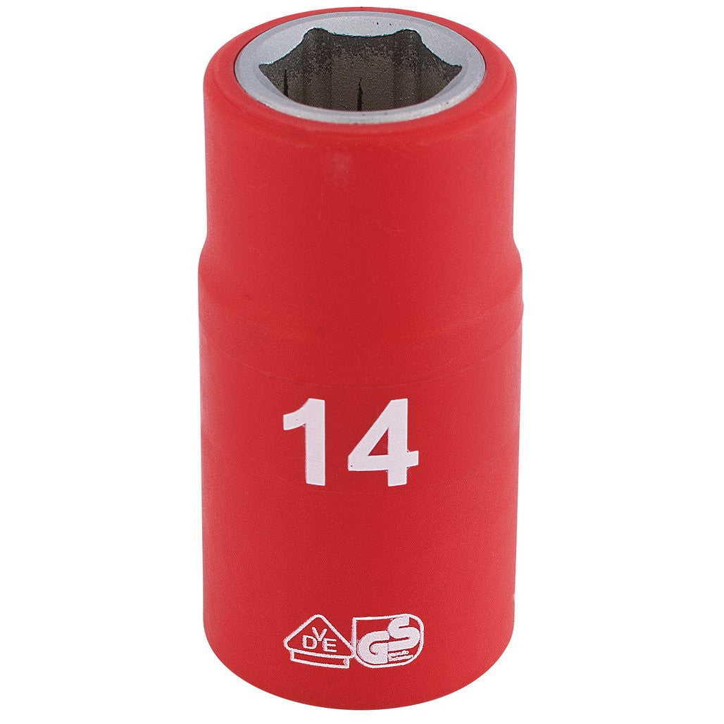 Draper Expert Fully Insulated VDE Socket, 1/2" Sq. Dr., 14mm  31789