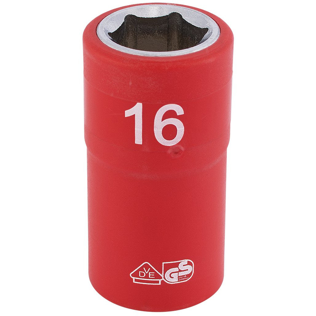 Draper Expert Fully Insulated VDE Socket, 1/2" Sq. Dr., 16mm  31843