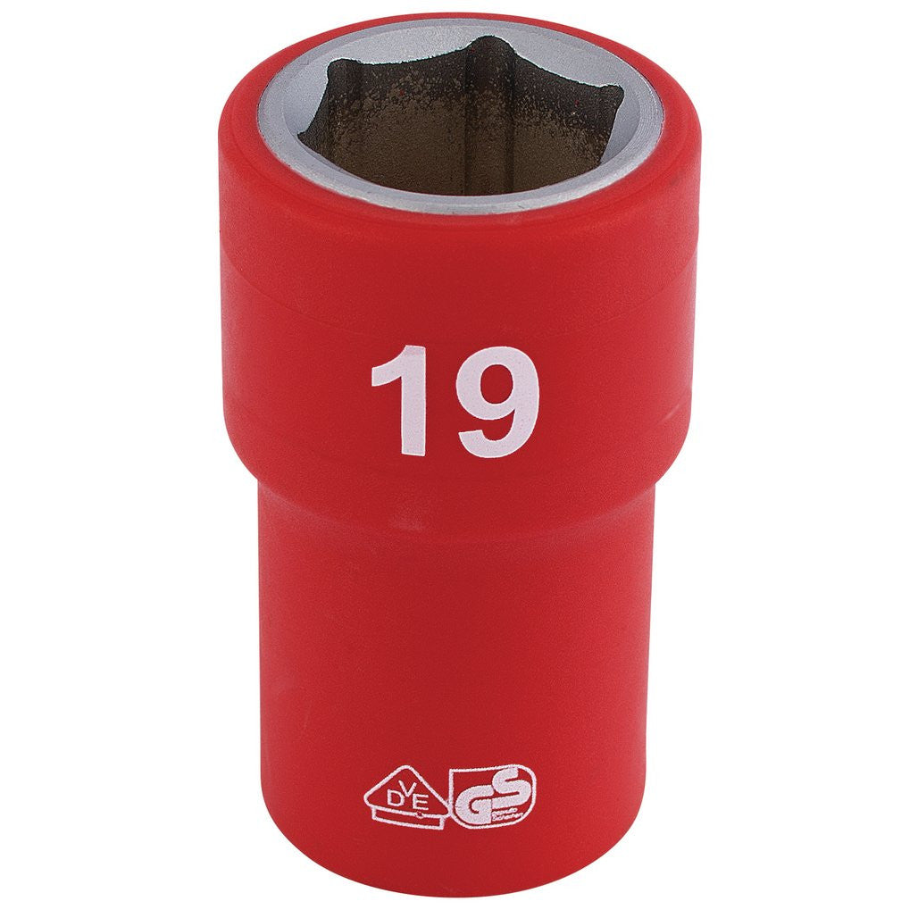 Draper Expert Fully Insulated VDE Socket, 1/2" Sq. Dr., 19mm  31880