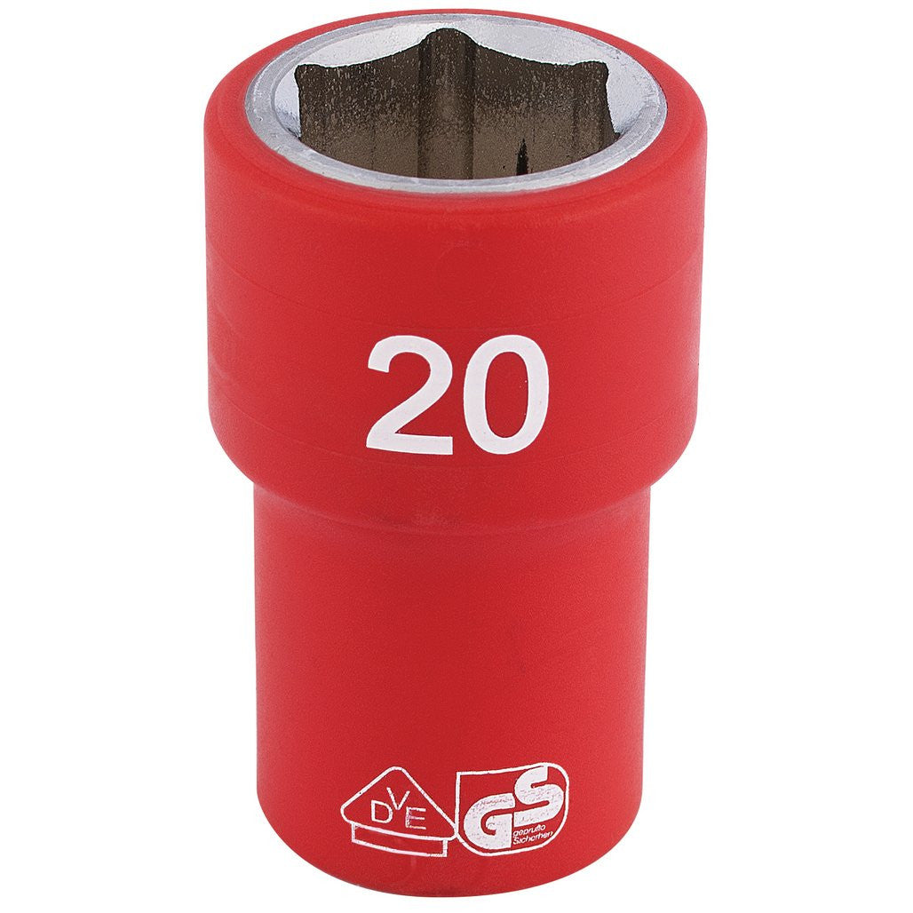 Draper Expert Fully Insulated VDE Socket, 1/2" Sq. Dr., 20mm  31882
