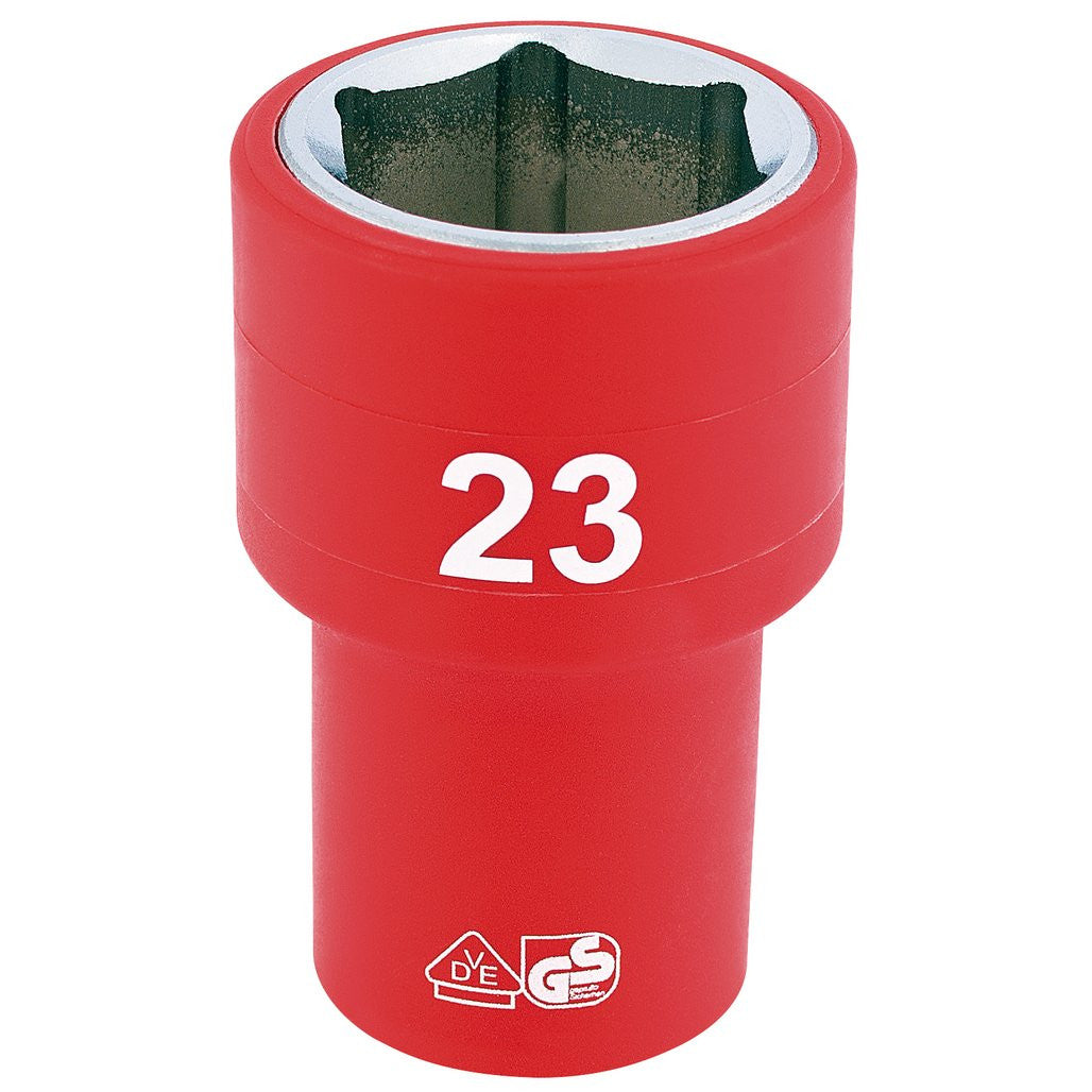 Draper Expert Fully Insulated VDE Socket, 1/2" Sq. Dr., 23mm  31953