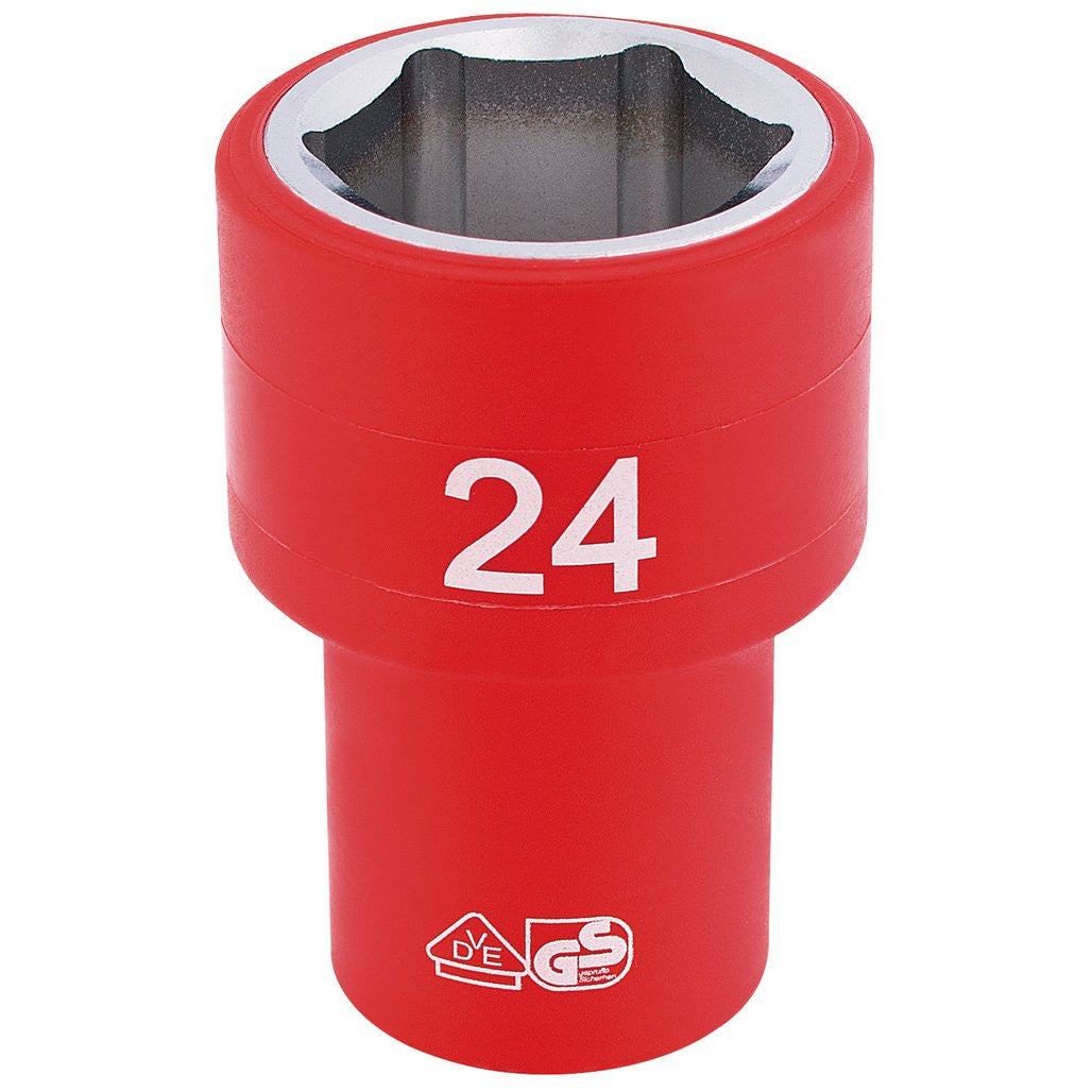 Draper Expert Fully Insulated VDE Socket, 1/2" Sq. Dr., 24mm  31954