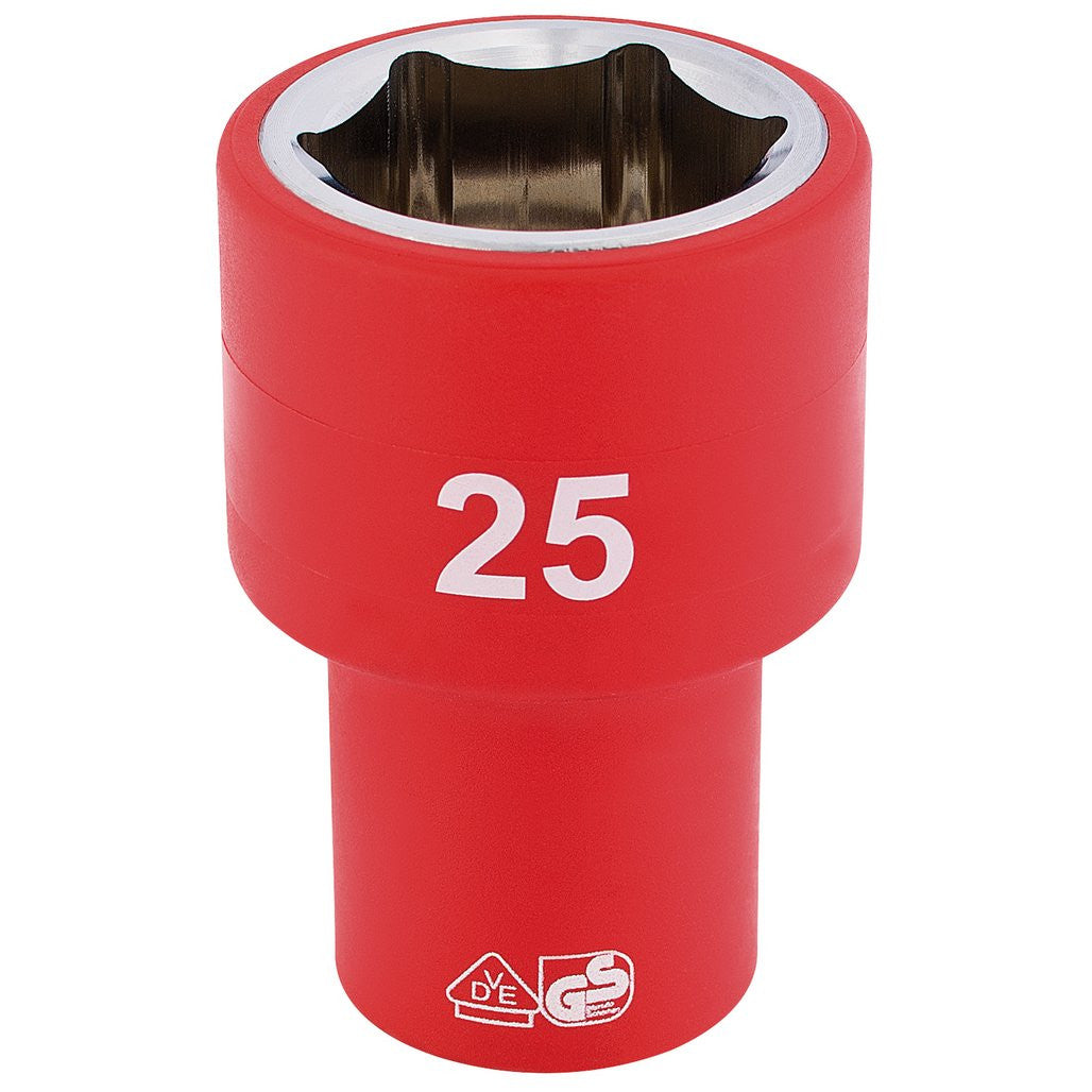 Draper Expert Fully Insulated VDE Socket, 1/2" Sq. Dr., 25mm  31961