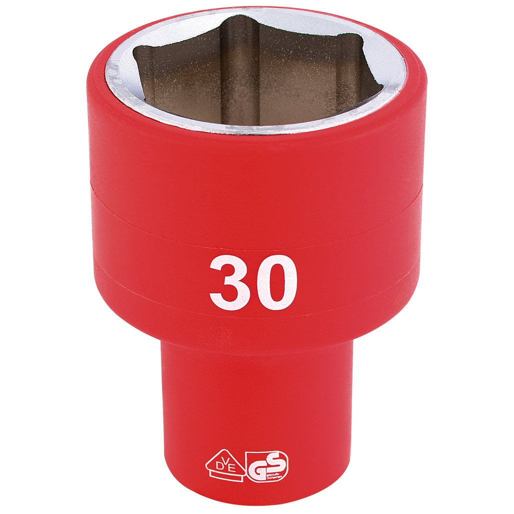 Draper Expert Fully Insulated VDE Socket, 1/2" Sq. Dr., 30mm  32000