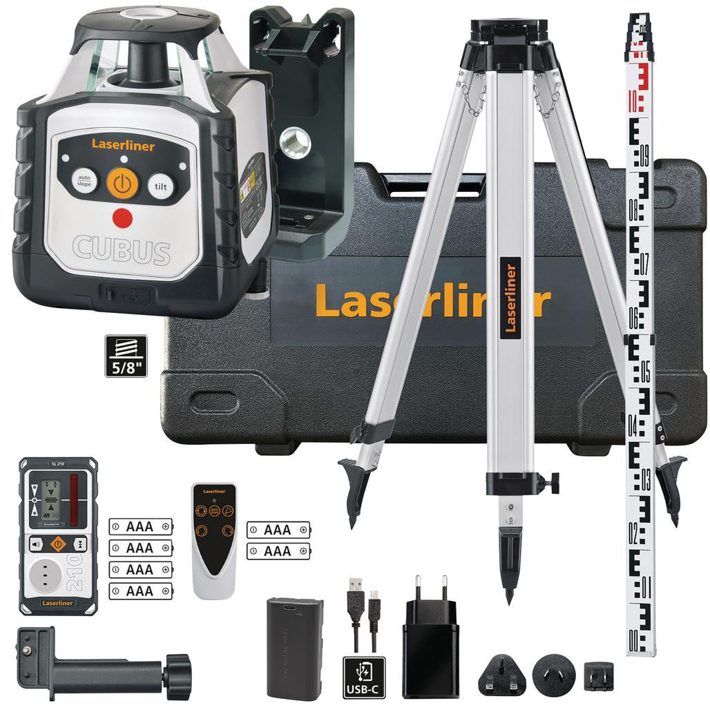 Draper Laserliner 052.205A Cubus 210 S Set Rotary Laser Kit, 1500mm   32170