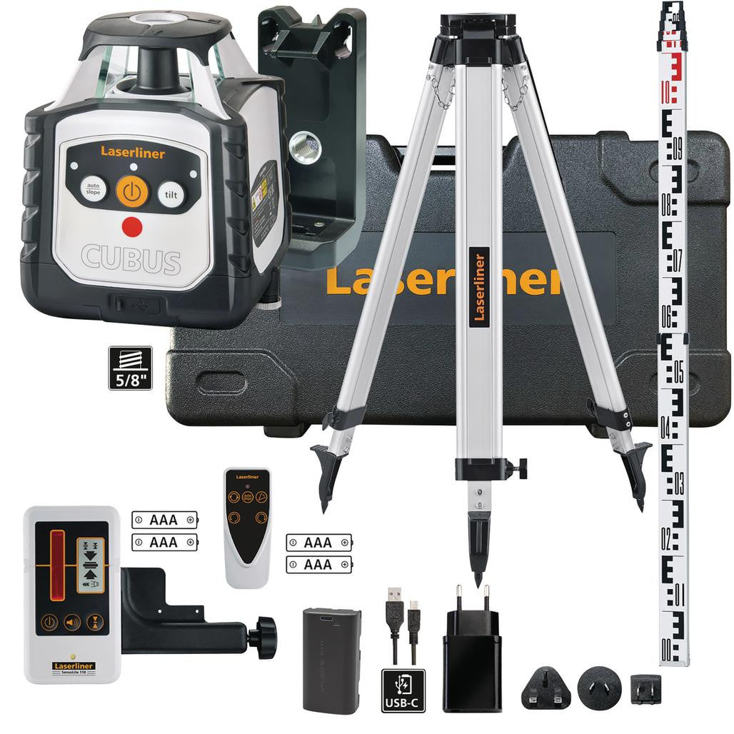 Draper Laserliner 052.325A Cubus 110 S Set Fully Automatic Rotating Laser, 150cm  32173