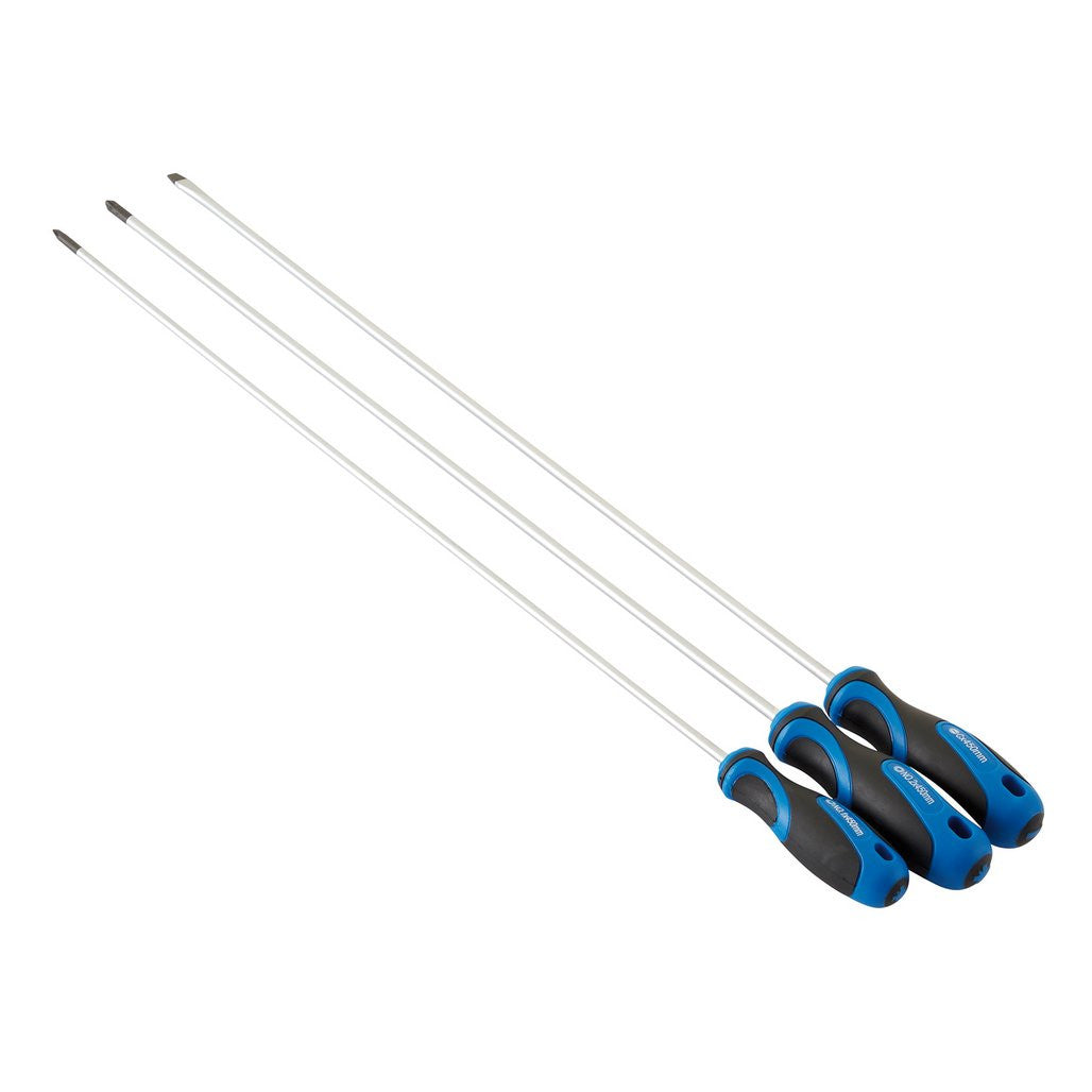 Draper Extra Long Reach Soft Grip Screwdriver Set, 450mm (3 Piece)  32603