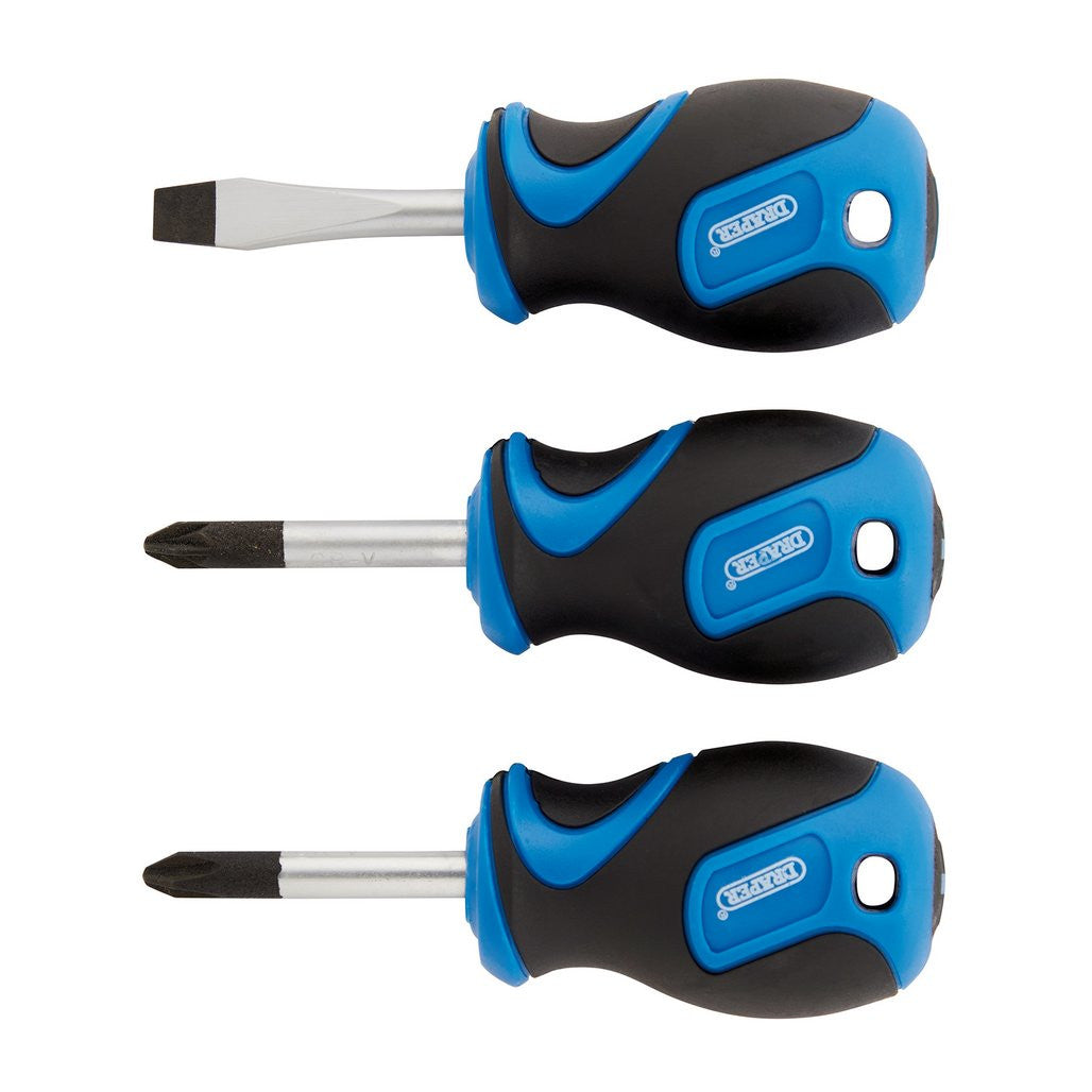 Draper Stubby Soft Grip Screwdriver Set (3 Piece)  32604