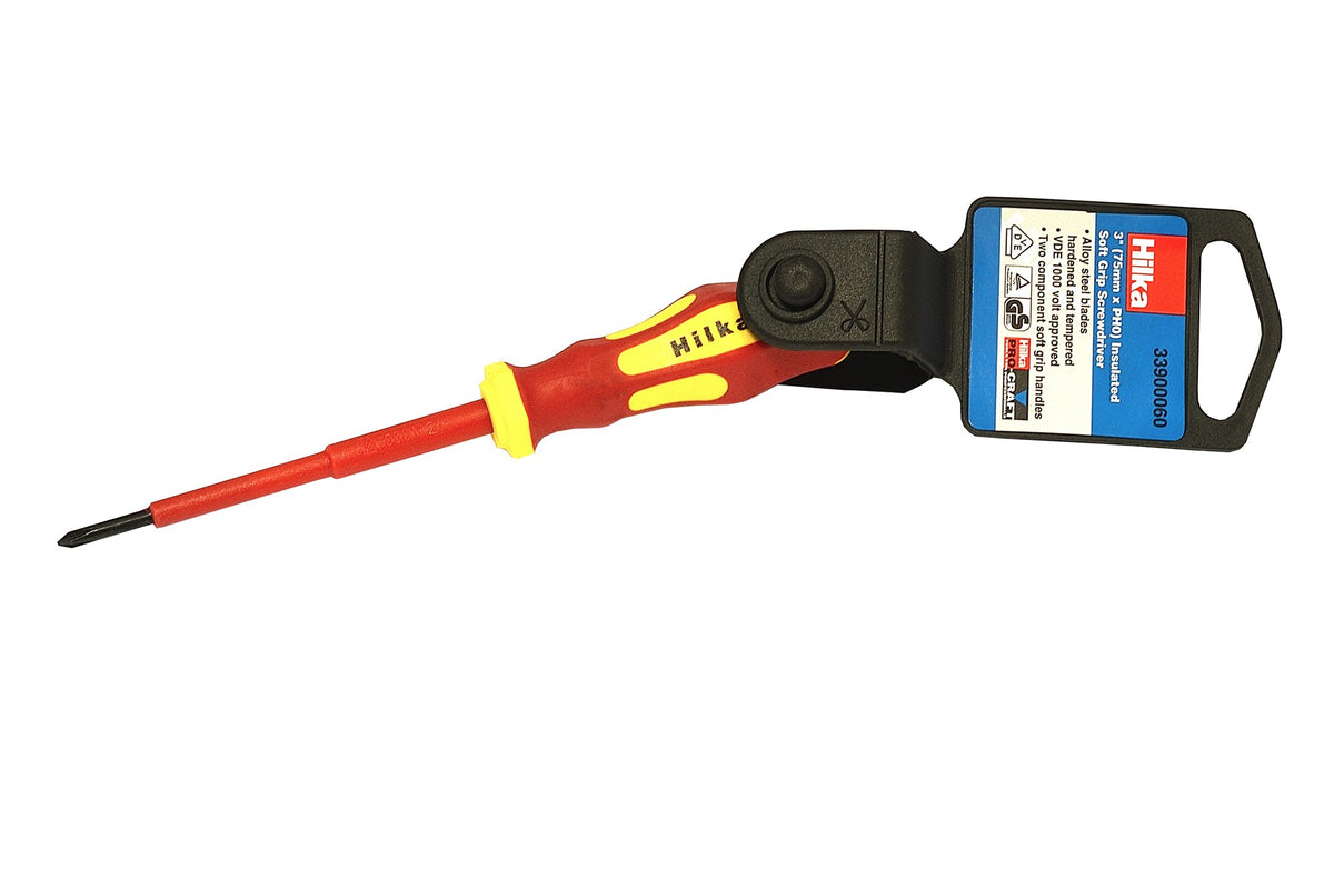 Hilka 75mm PH0 VDE Screwdriver Insulated 33900060